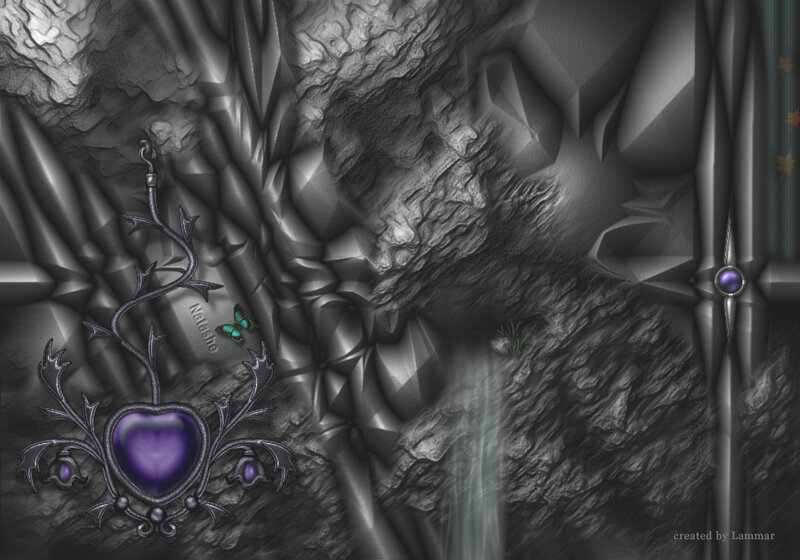 purple heart pendant in cave
