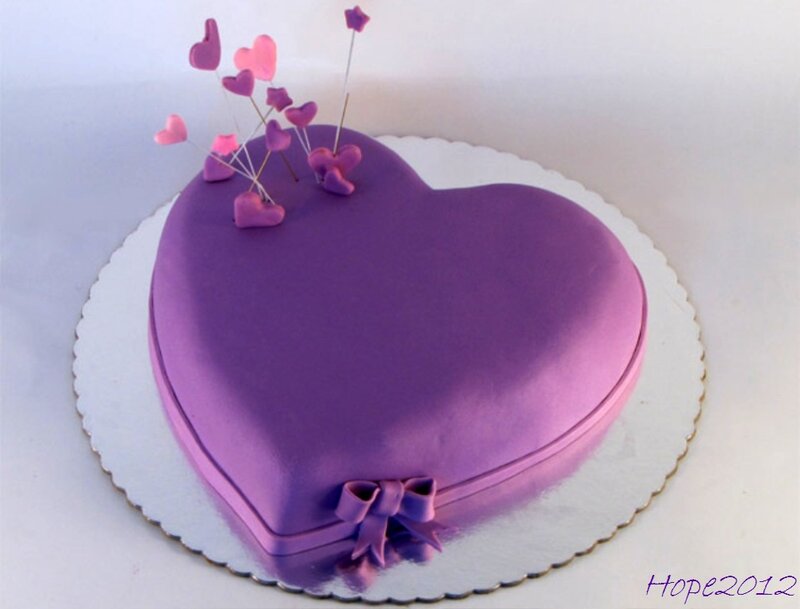 Purple Heart-shaped Cake