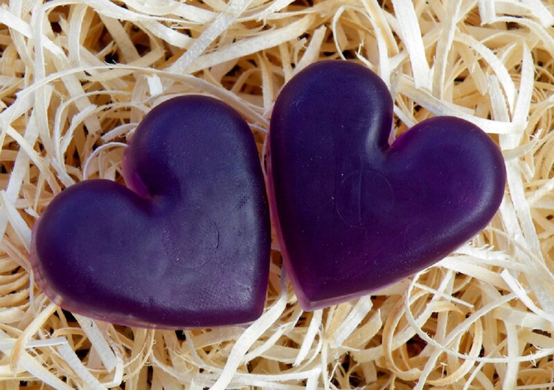 Purple Heart-shaped Soaps