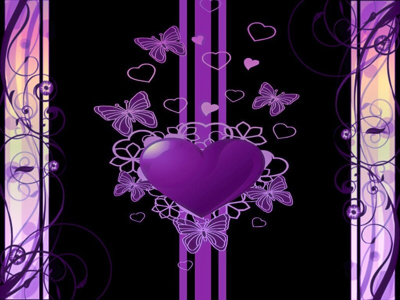 Purple Heart with Butterflies — Romantic