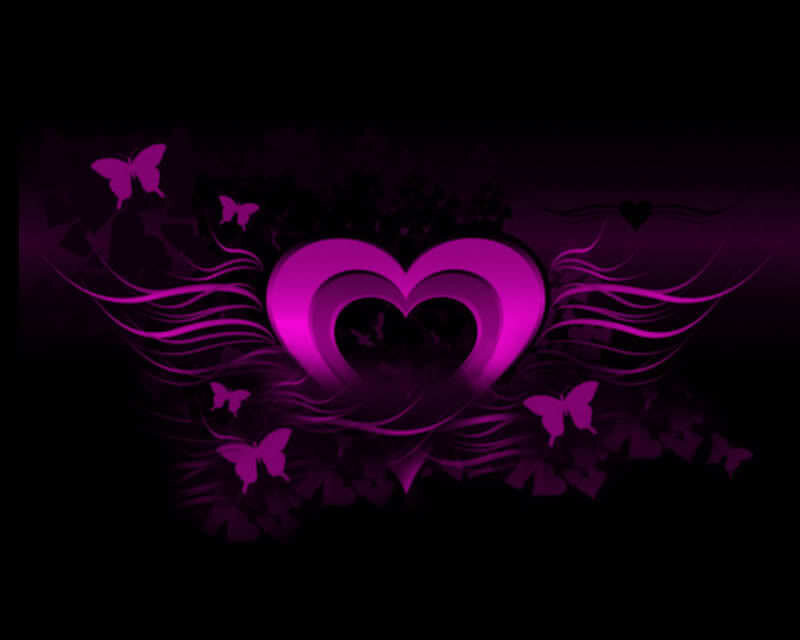 purple heart with butterflies