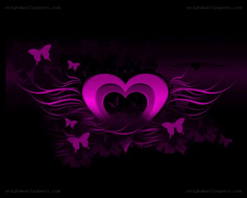 purple heart with butterflies
