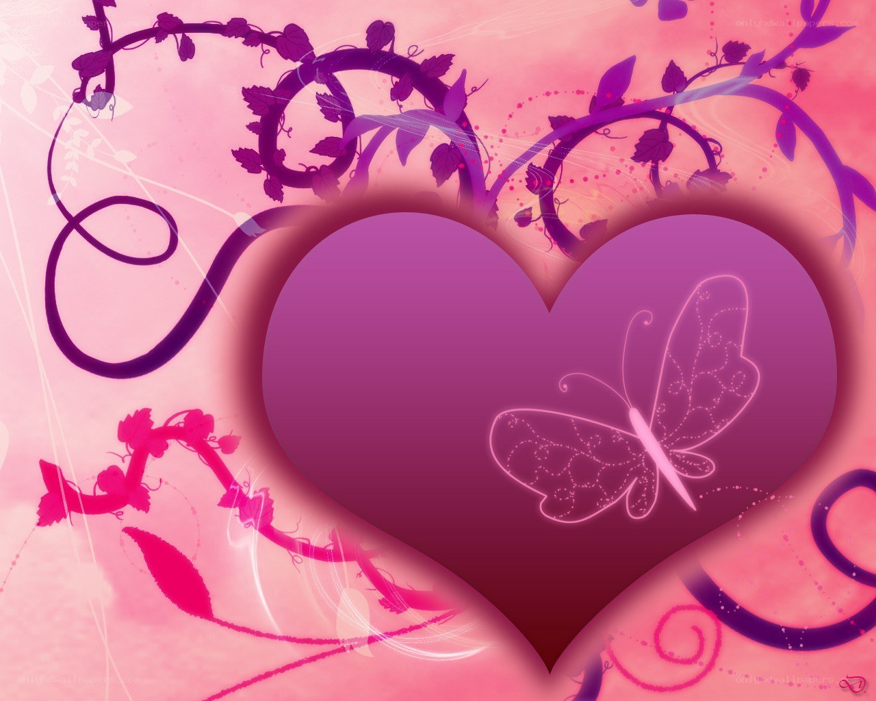purple heart with butterfly