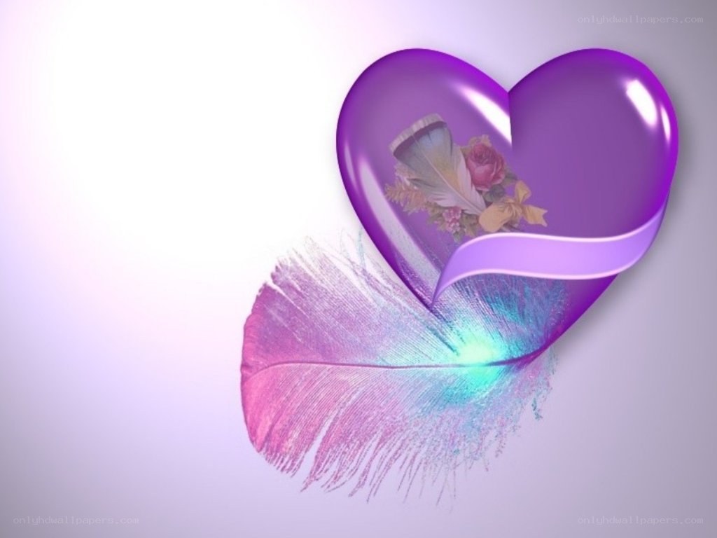 purple heart with feather