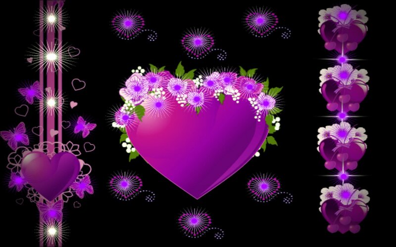 Purple Heart with Flowers