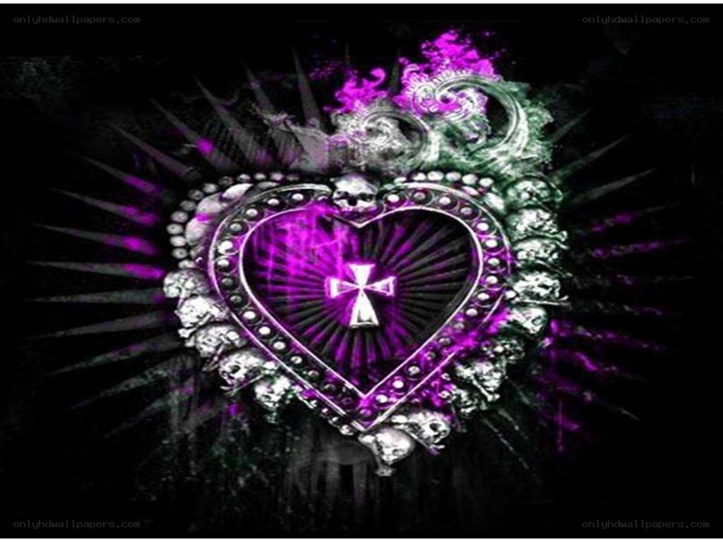 purple heart with skulls