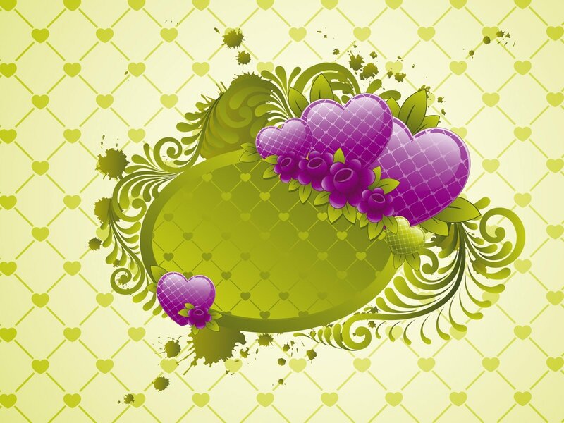 Purple Hearts and Flowers — Green