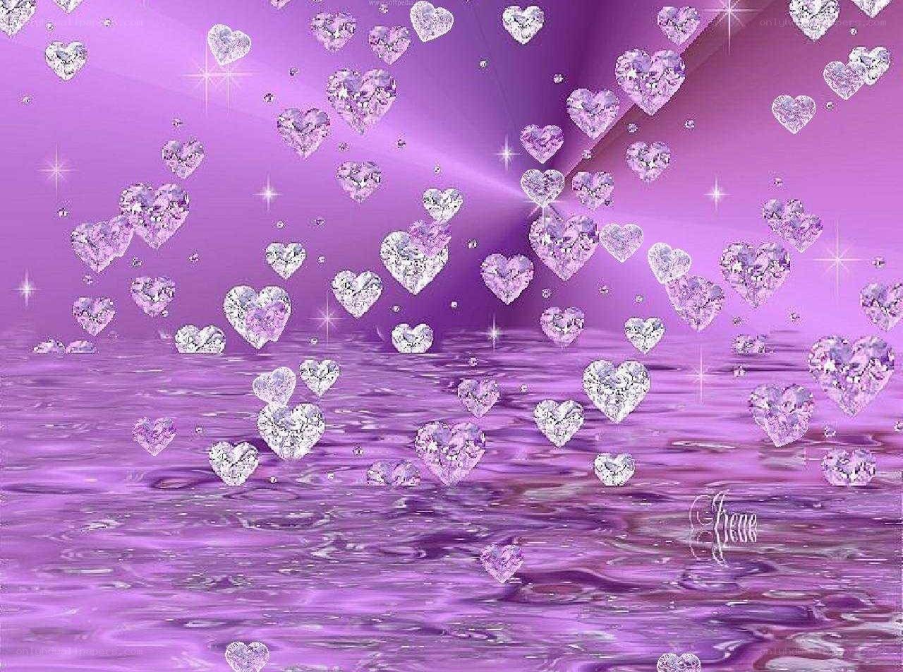 purple hearts and sparkles
