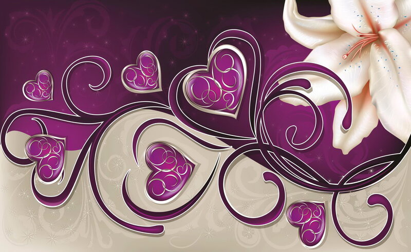 Purple Hearts and White Flower