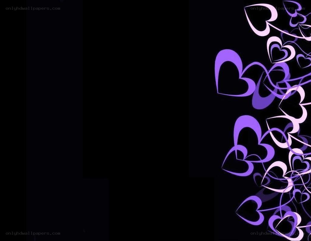 purple hearts on black background