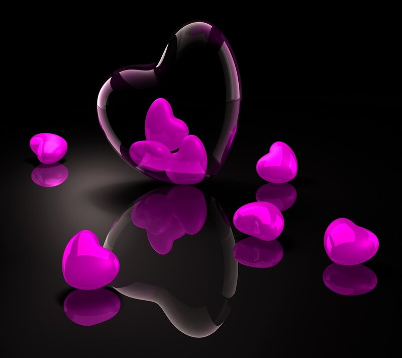 Purple Hearts on Black