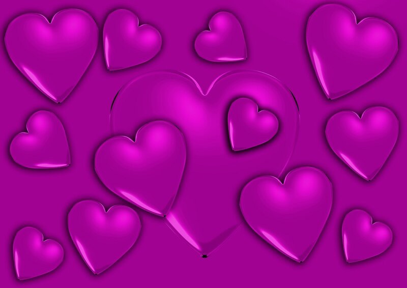 Purple hearts on purple background