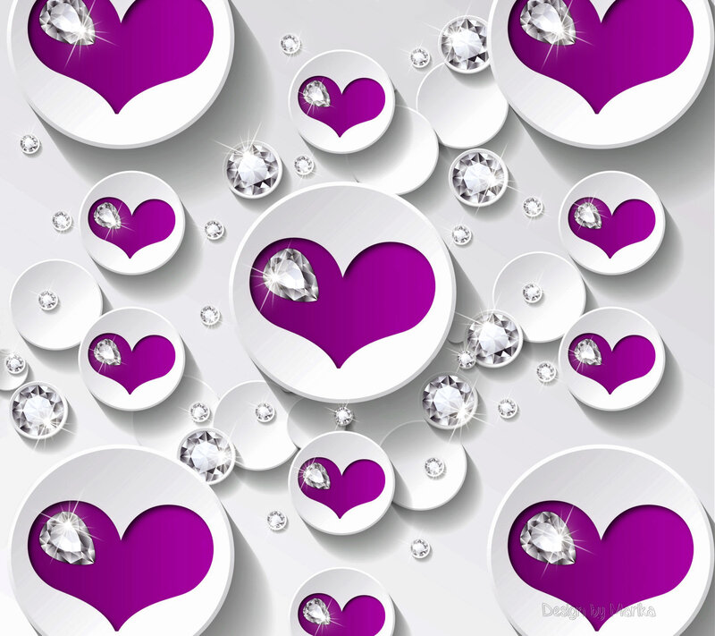 Purple Hearts with Diamonds