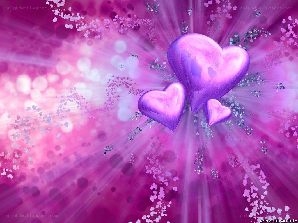 Purple hearts with sparkles