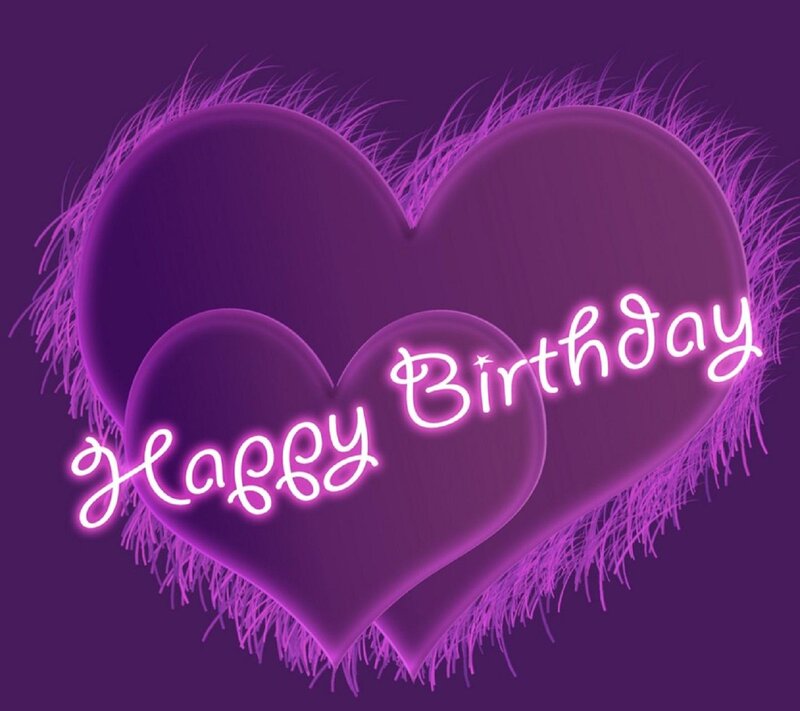 Purple Hearts with Text — Celebratory