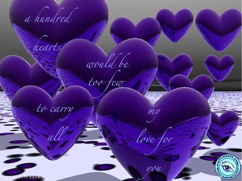 Purple Hearts with Text — Romantic