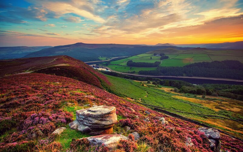 Purple Heather Hills — Serene, Sunset
