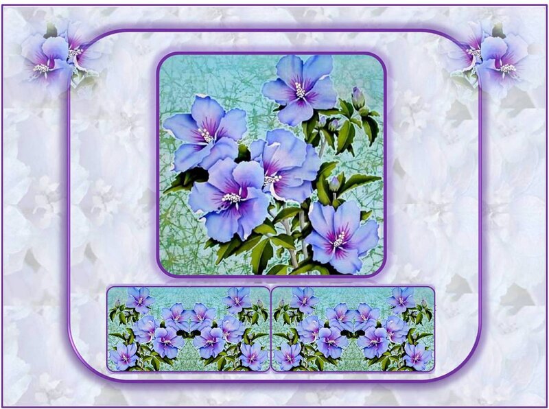 Purple Hibiscus Flowers — Serene, Digital Art