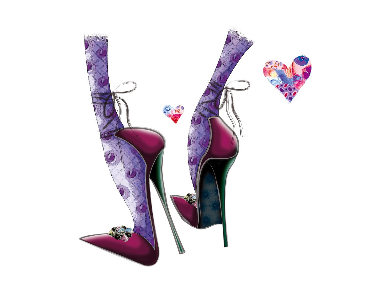 purple high-heeled shoes