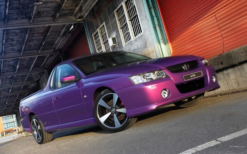 purple Holden UTE pickup truck