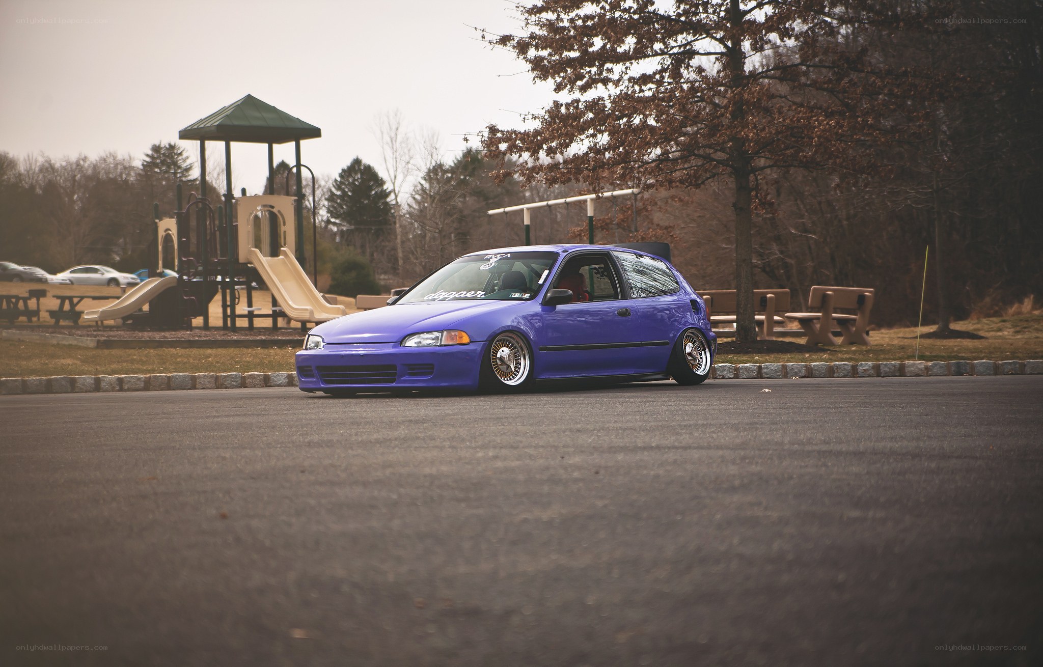 Purple Honda Civic at park