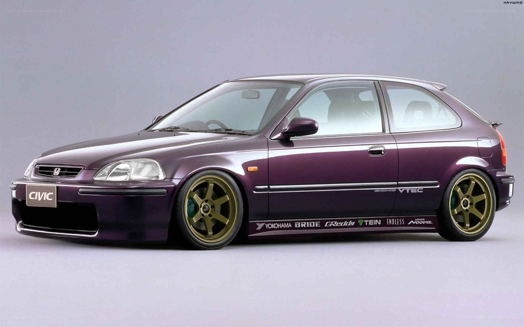 Purple Honda Civic hatchback