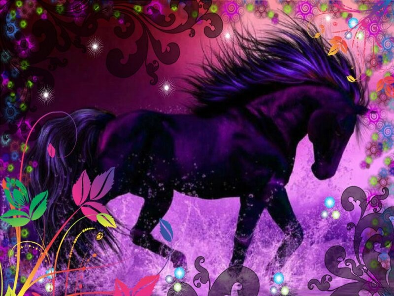 Purple Horse in Motion