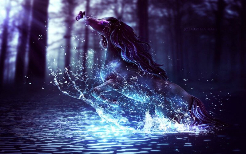 Purple Horse in Water