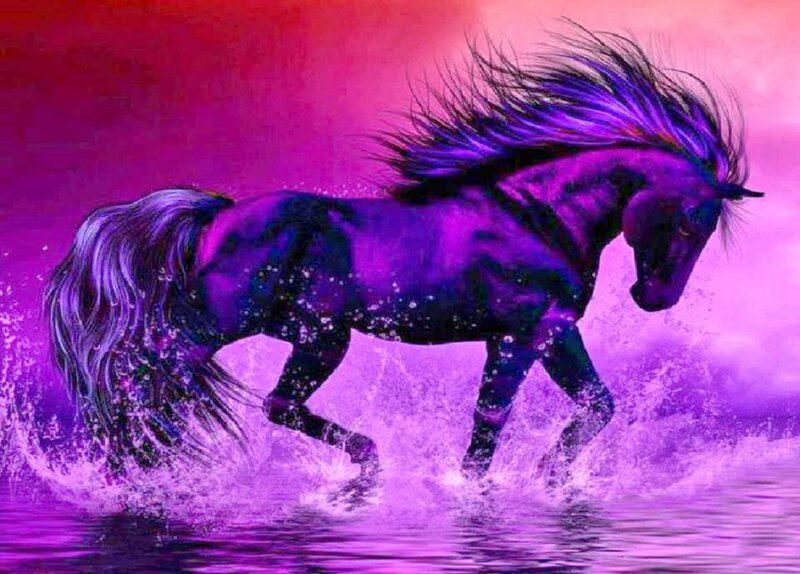 Purple Horse Running — Dramatic