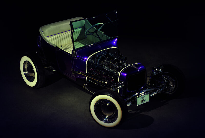 Purple Hot Rod Car — Dramatic, Night, Photograph