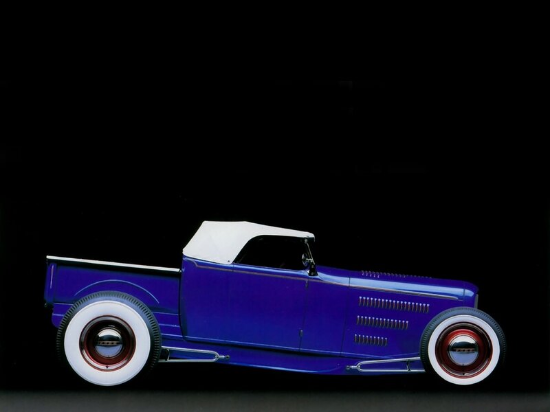 Purple Hot Rod Car — Dramatic, Photograph, White Convertible Top