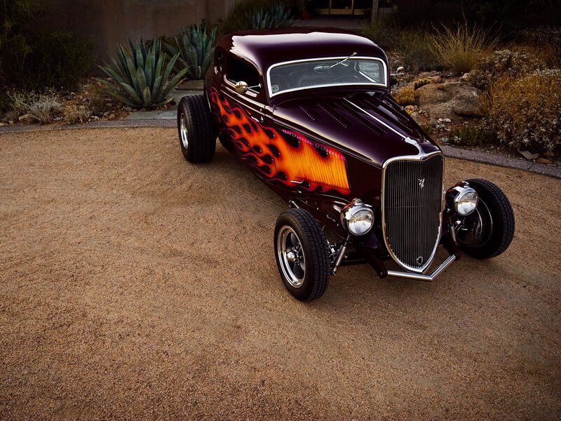Purple Hot Rod Car — Dramatic, Sunset