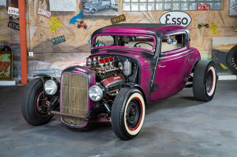 Purple Hot Rod Car — Retro