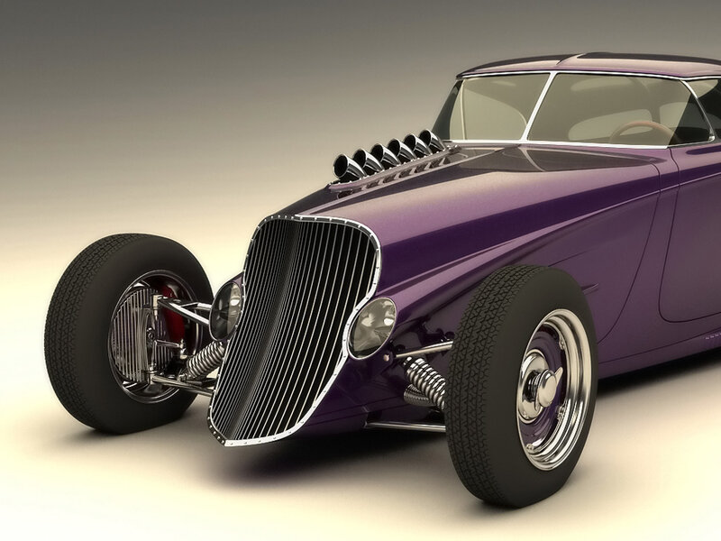purple hot rod car