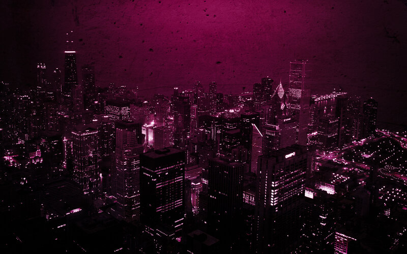 purple-hued city skyline