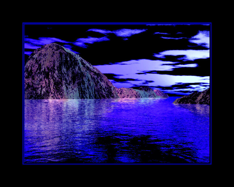 purple-hued coastal landscape