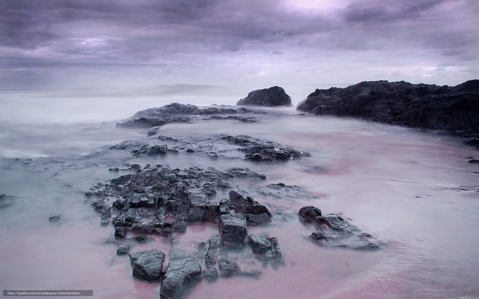 Purple-hued coastal rocks