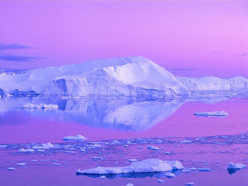 Purple-hued iceberg landscape