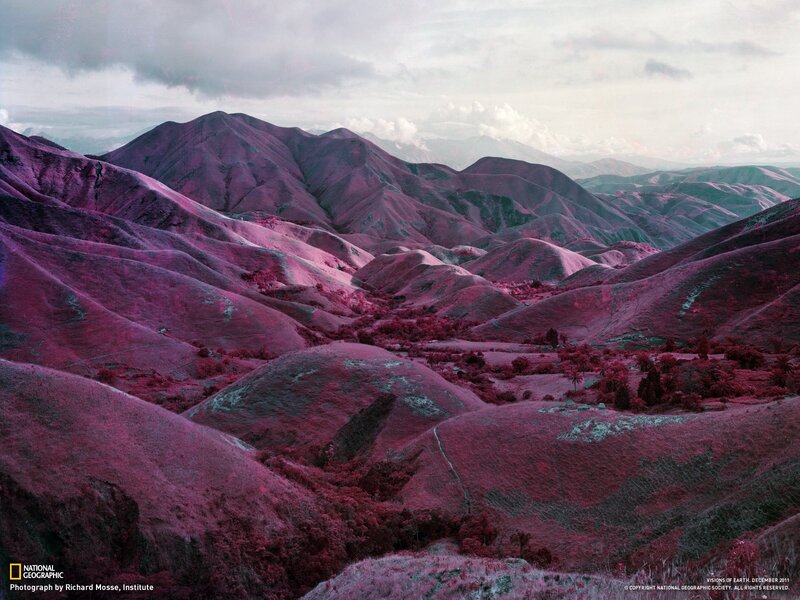 Purple-hued mountain landscape