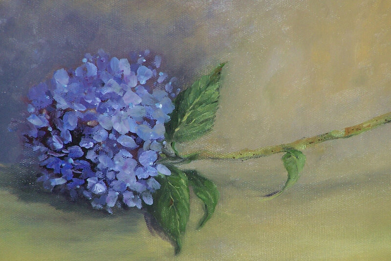 Purple Hydrangea Flower — Calm, Painting, Green Leaves