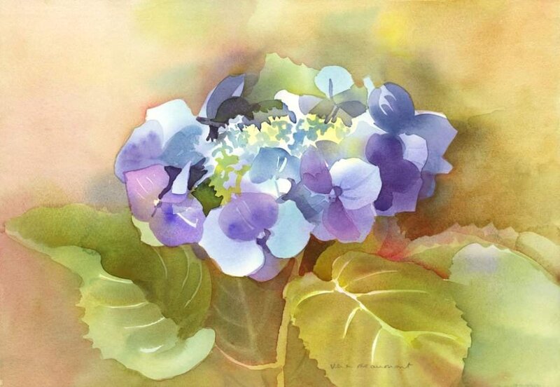 Purple Hydrangea Flower — Calm, Painting