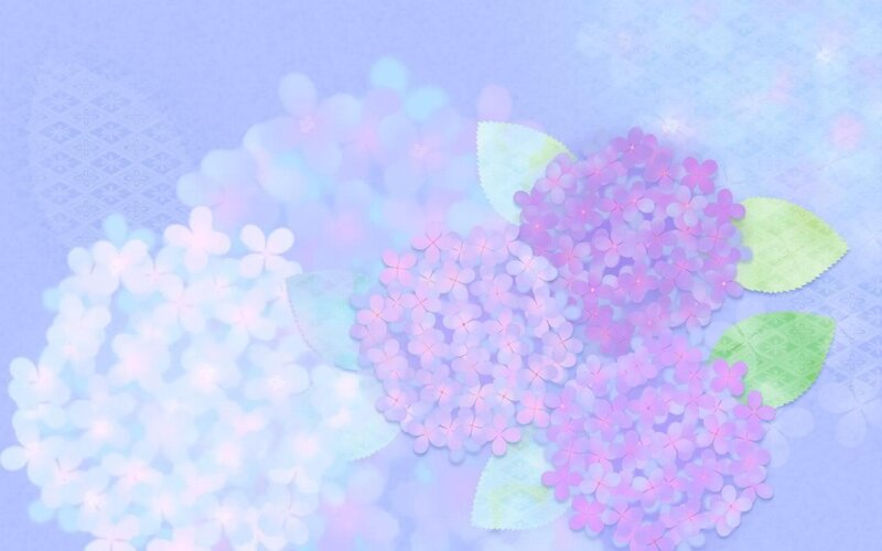 Purple Hydrangea Flowers — Serene, Digital Art
