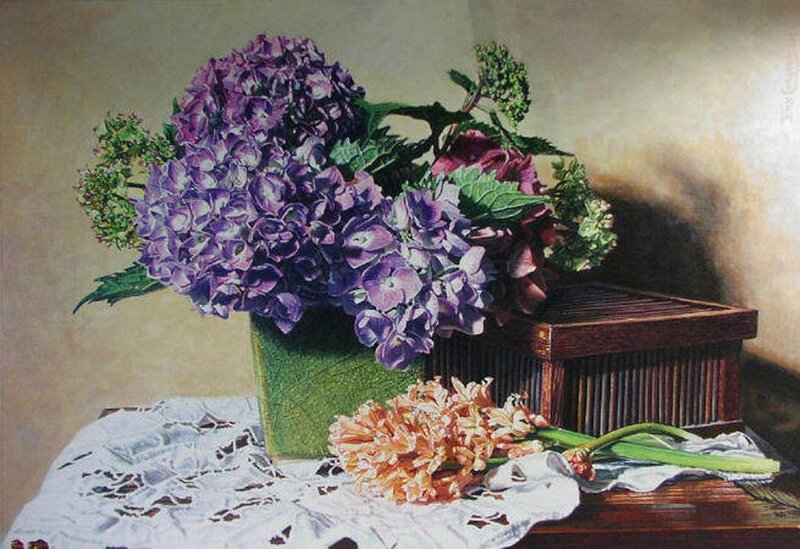 Purple Hydrangeas in Vase — Calm