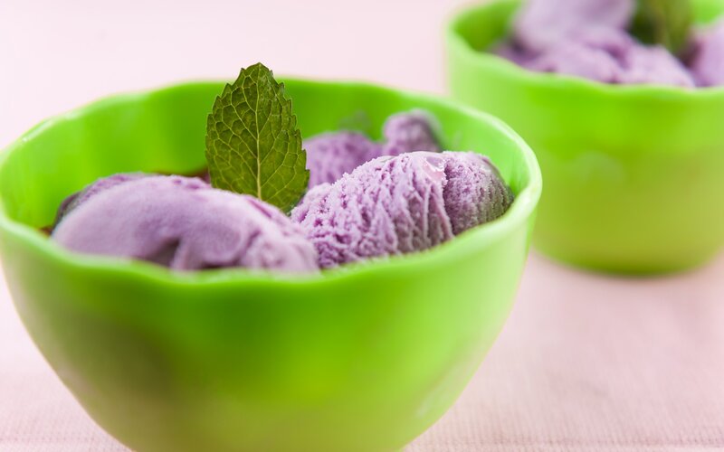 Purple Ice Cream in Bowl