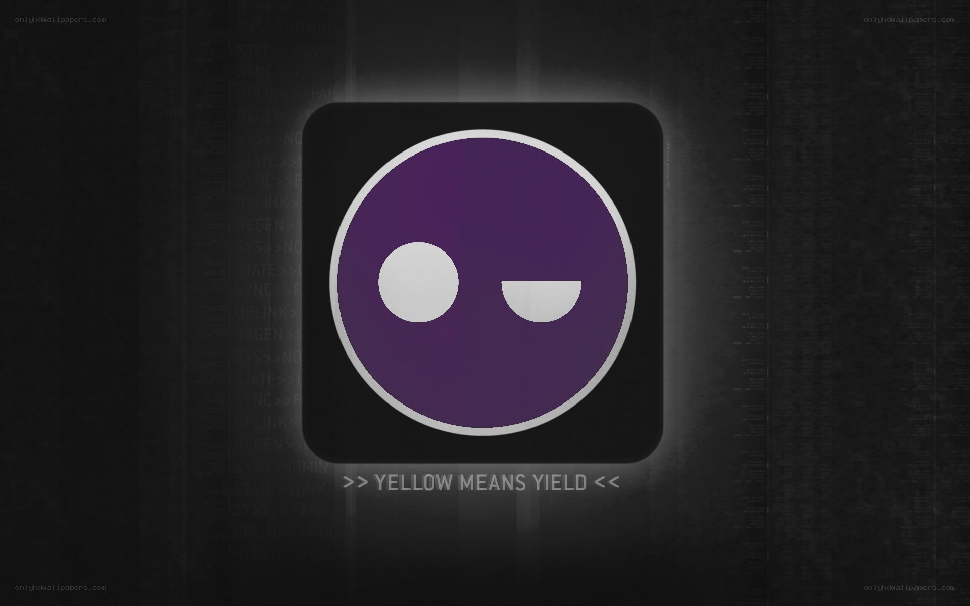 Purple icon with yield message