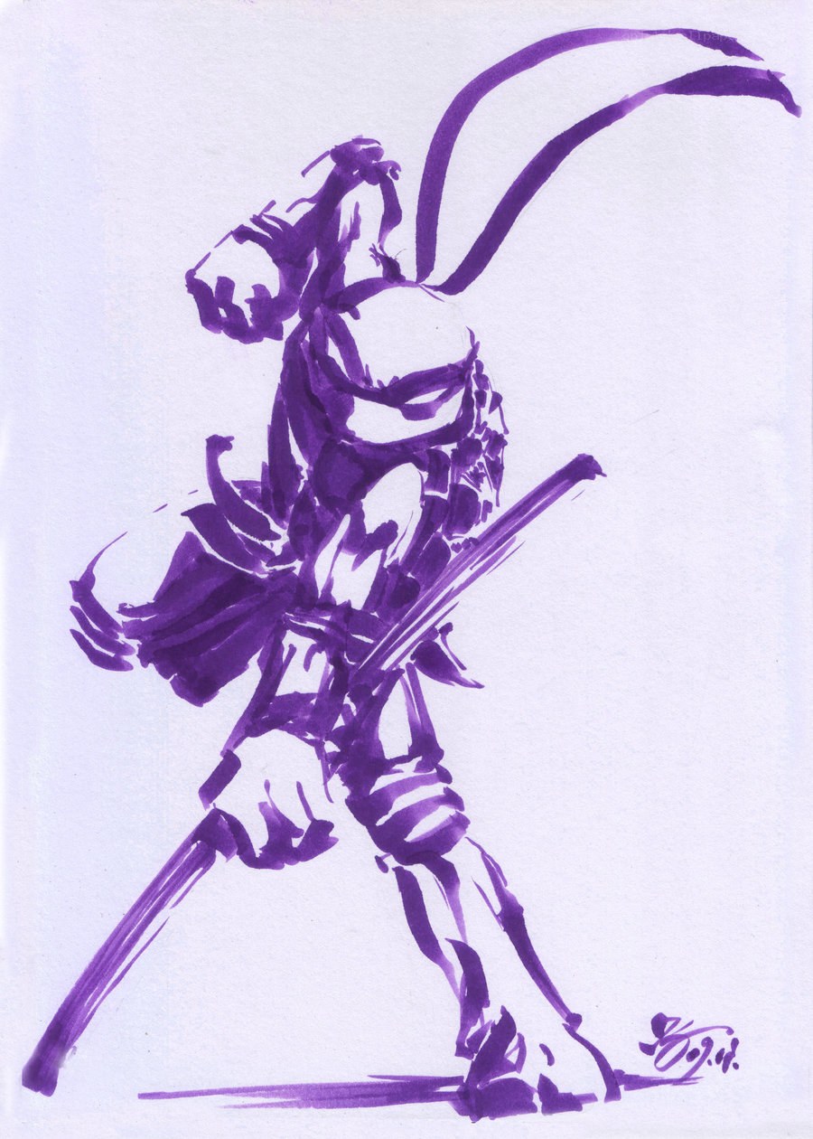 Purple ink warrior sketch