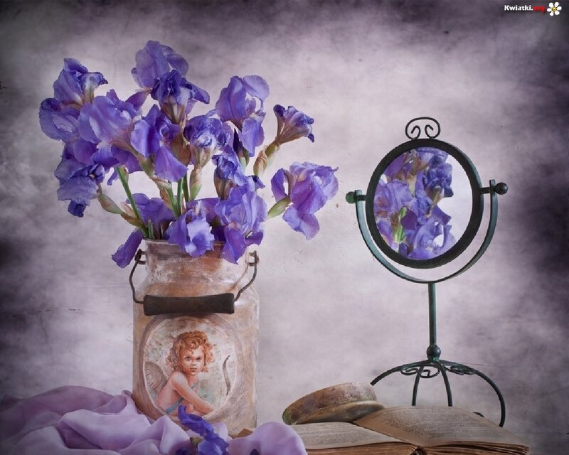 Purple Irises in Jar