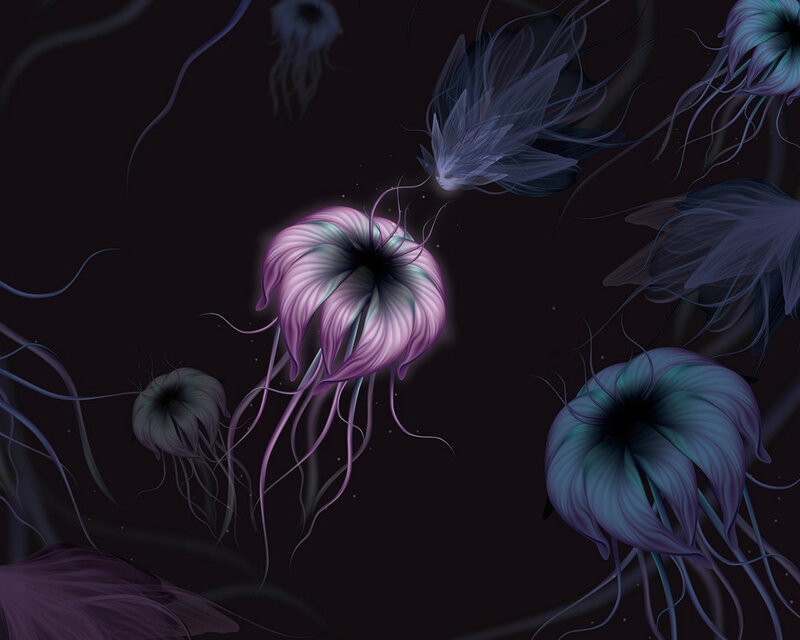 Purple Jellyfish in Water — Mysterious