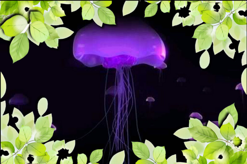 Purple Jellyfish — Serene, Night, Digital Art