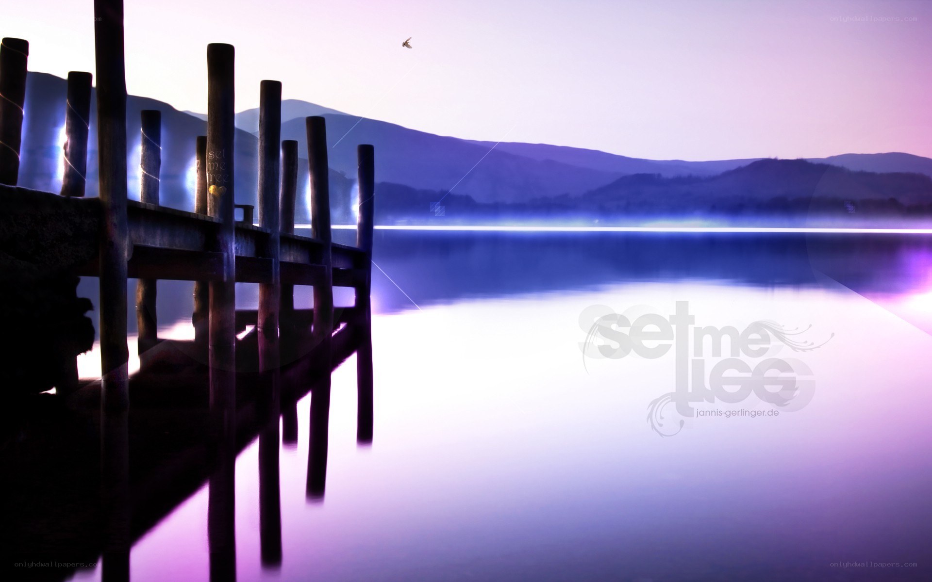 Purple lake at dawn